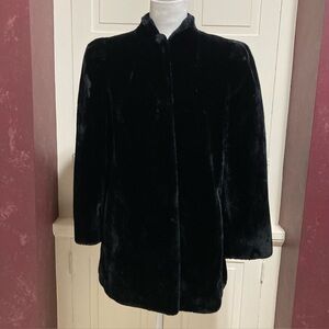 Vintage 80’s SASSON Borgazia Union Made Women’s Faux Fur Black Coat Size 8